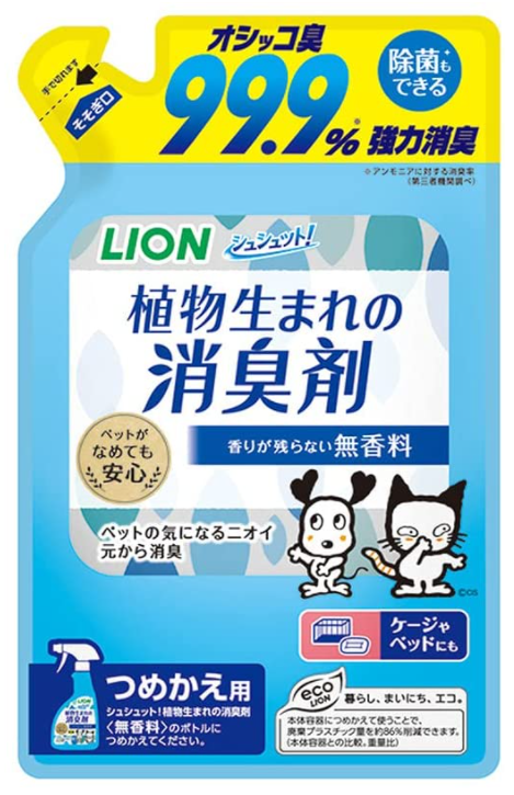 LION 슈슈토 식물 반려동물 탈취제 무향료 리필용 320ml