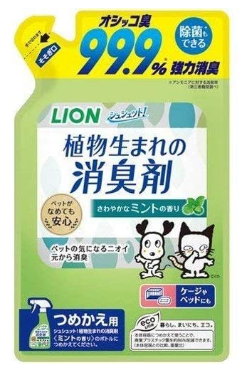 LION 슈슈토 식물 반려동물 탈취제 민트향 리필용 320ml