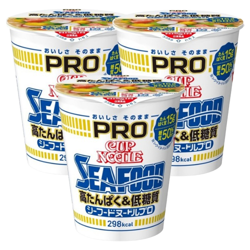 닛신 PRO 고단백 저당질 씨푸드 컵누들 컵라면 3개