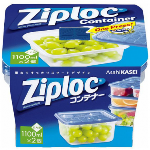 Ziploc 지퍼락 컨테이너 사각형 1100ml 2개