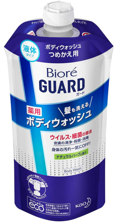 비오레가드 샴푸 겸용 바디워시 네츄럴 허브향 리필 340ml